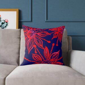 Flower print cushion on sofa
