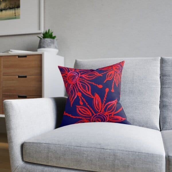 Vibrant Floral Square Pillow, Decorative Cushion for Living Room, Bohemian Home Decor, Cozy Gift for Housewarming, Stylish Accent - Image 6